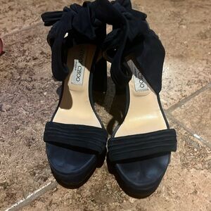 Jimmy Choo, navy suede lace up heels size 41